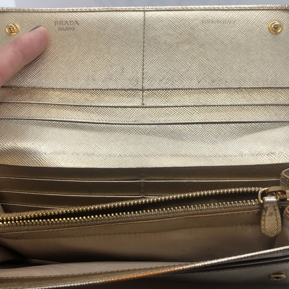 Gold Prada Saffiano Leather Long Wallet - Picture 12 of 12